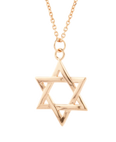 Rose Gold Colour Star of David 925 Sterling Silver Necklace with Silver Chain